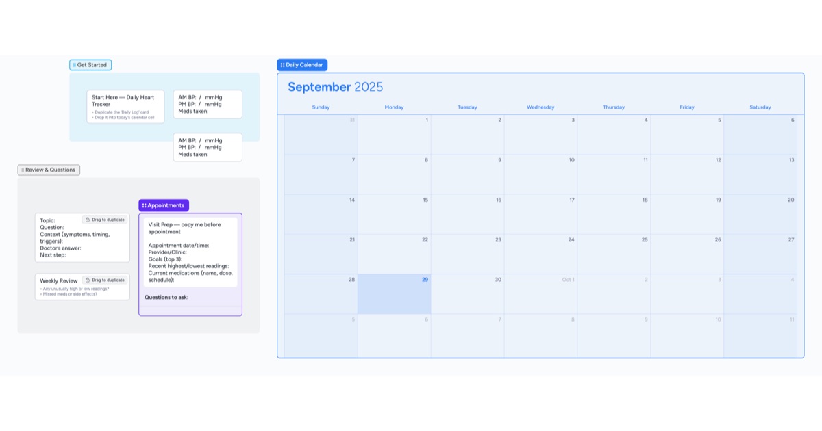 Daily Heart Tracker Template | Instaboard