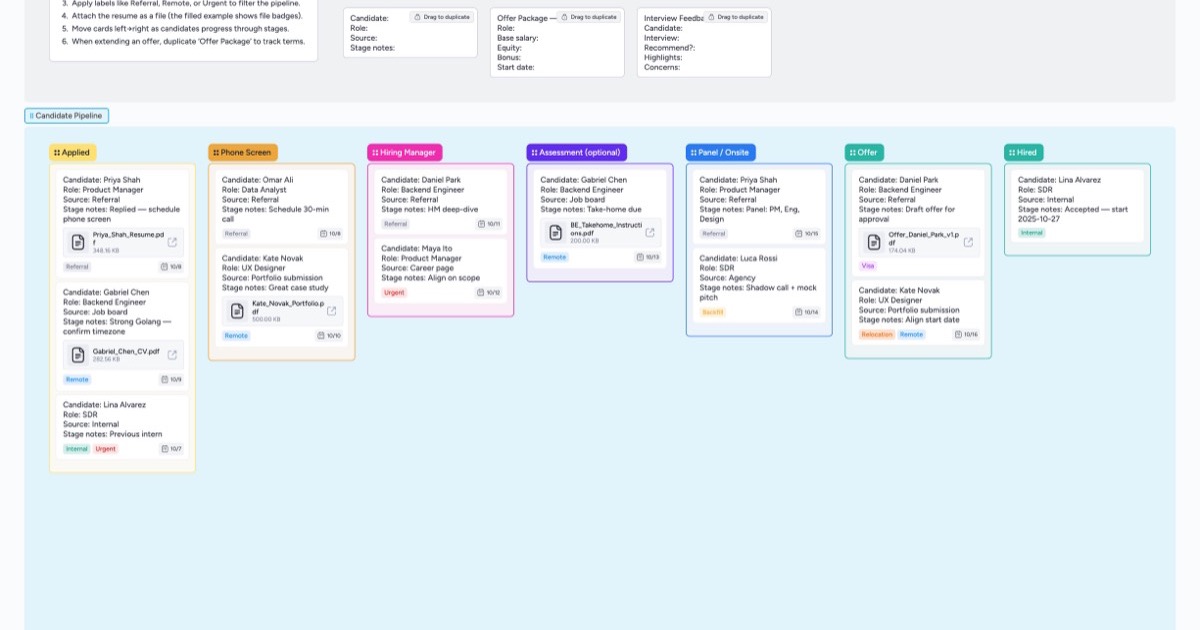 Hiring Pipeline Template | Instaboard