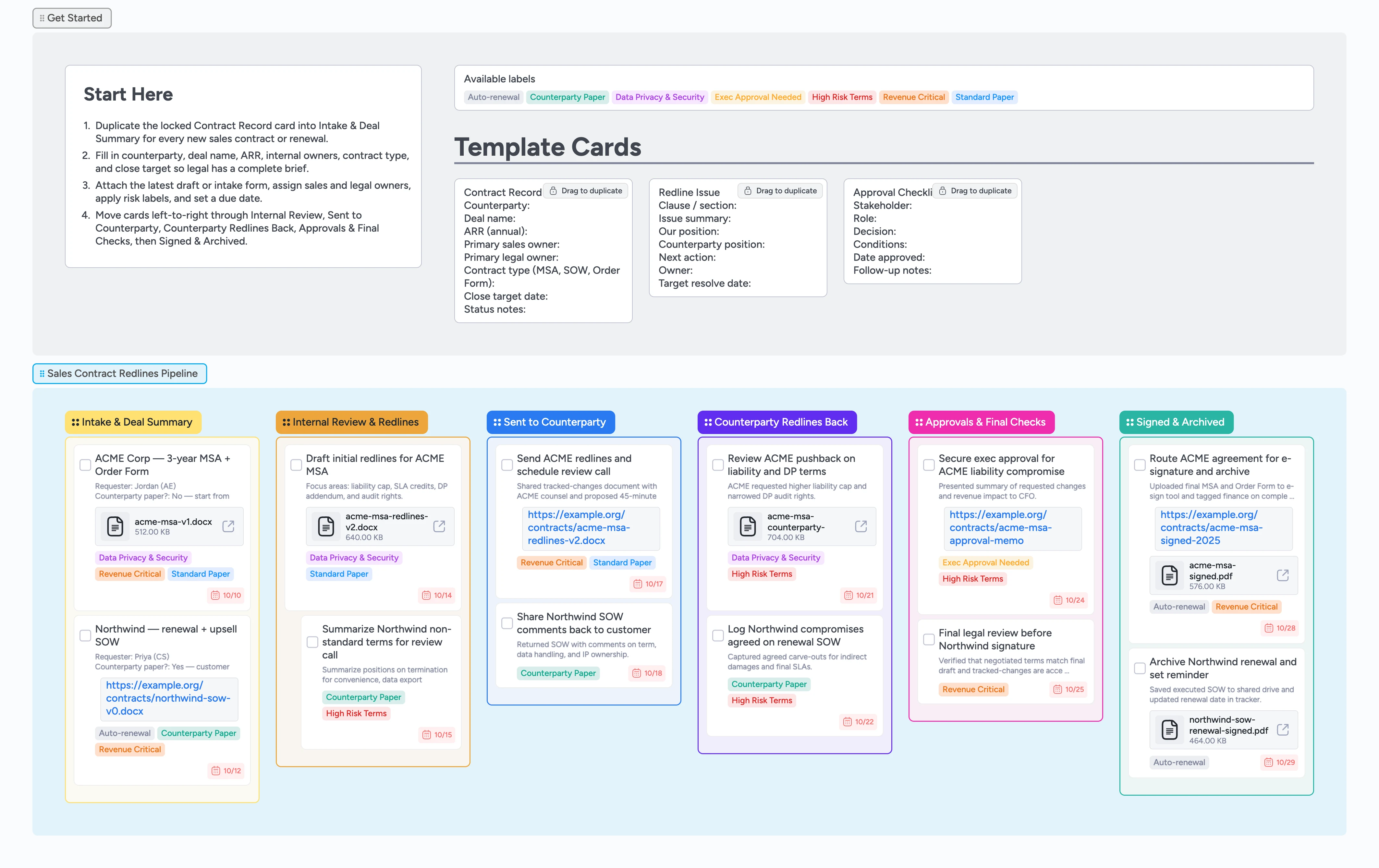 Sales Contract Redlines Tracker Template