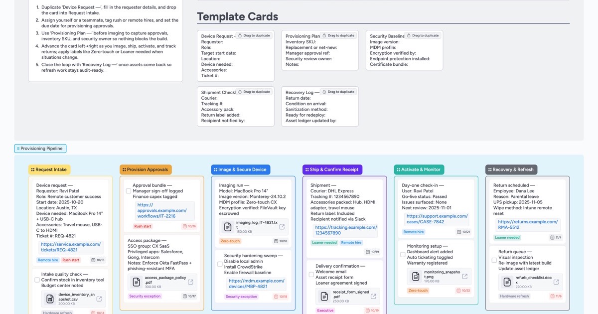 IT Device Provisioning Pipeline Template | Instaboard