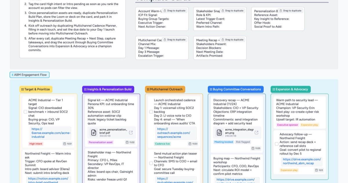 Account-Based Outreach Pipeline Template | Instaboard