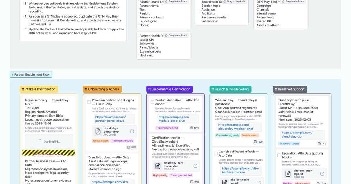 Partner Enablement Rollout Template Instaboard