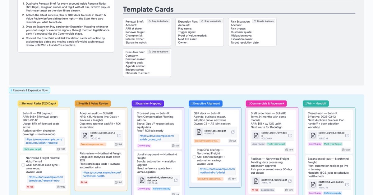 Renewals & Expansion Pipeline Template | Instaboard